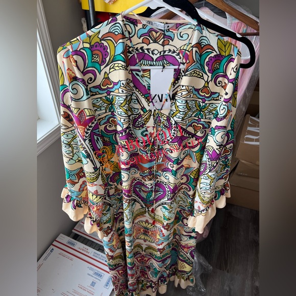 BLOGGERS FAV ZARA MULTICOLORED PRINTED DRESS - Picture 2 of 7